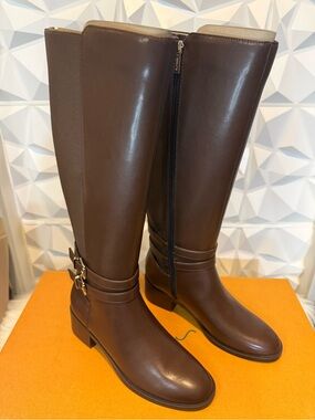 Unisa Brown Over-the-Knee Leather Riding Boots with Buckle Size 8